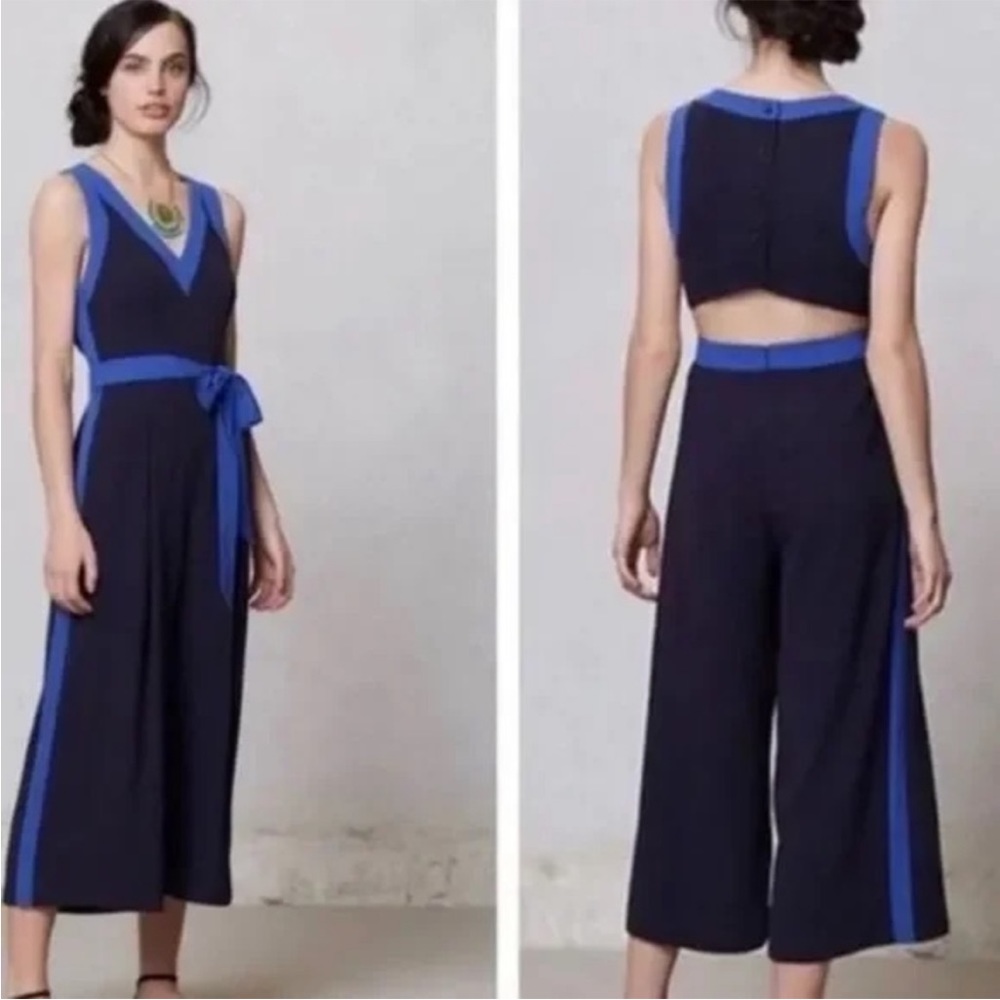 Anthropologie Navy and Blue Jumpsuit